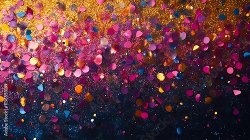 Dazzling Festive Background with Glitter Confetti and Ribbons