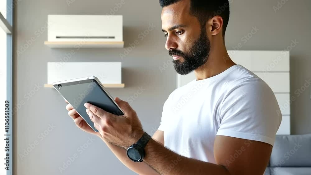 Technician Troubleshooting Smart Heating System with Tablet Technician Troubleshooting Smart Heating System with Tablet