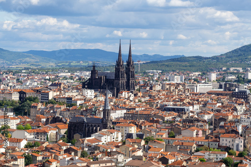 Cityscape and Clermont-Ferrand Cathedral in Clermont-Ferrand, France
