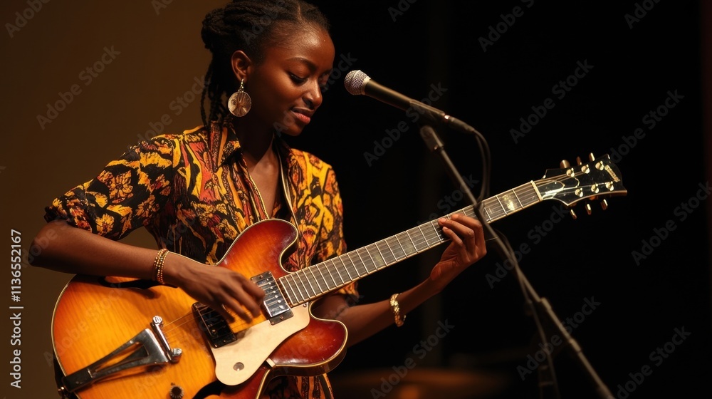 Obraz premium woman playing guitar on stage