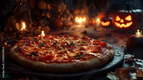 Spooky Halloween Pizza with Ghost Mozzarella Toppings for Festive Celebrations

 photo