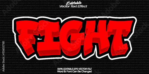 Fight Vector Text Effect Editable Alphabet Combat Ninja War Battle Esport Gamer Videgame Red