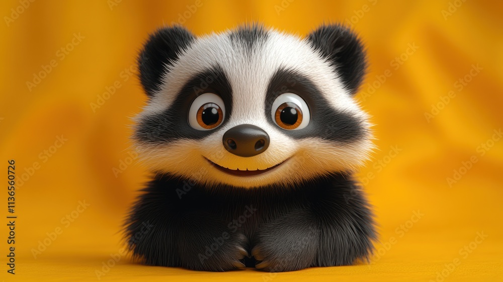 Cute cartoon panda with cheerful expression Cute cartoon panda with cheerful expression
