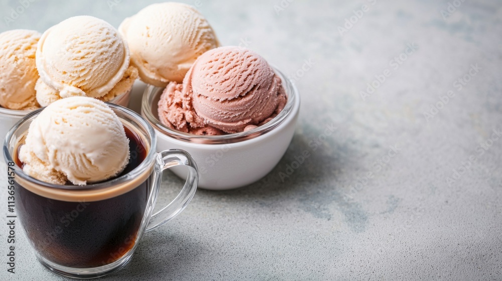 Minimalist Ice Cream and Coffee Composition Minimalist Ice Cream and Coffee Composition
