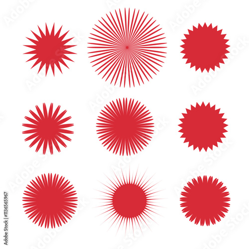 set of red and white stars