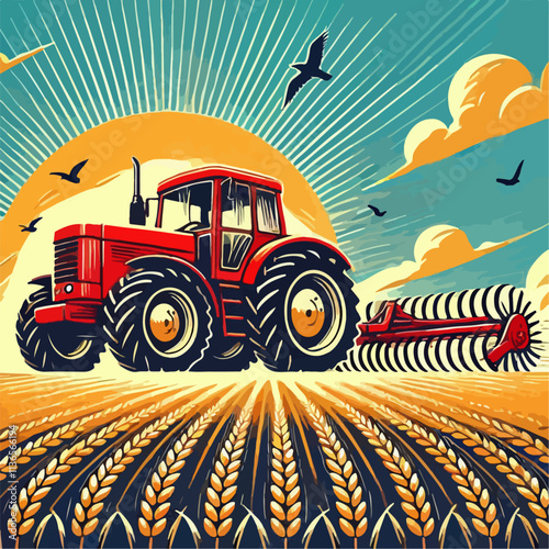 combine harvester working on a field