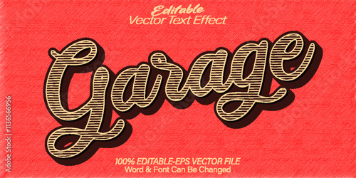 Garage Vector Text Effect Editable Alphabet Vintage Nostalgic Workshop Car