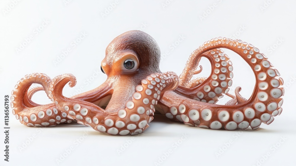 Generate a realistic image of a set of octopus tentacles laid out on a white background. Generate a realistic image of a set of octopus tentacles laid out on a white background.