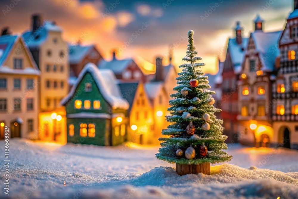 Minimalist Christmas Town: Miniature Holiday Cityscape, Festive Tree, Cozy Winter Scene Minimalist Christmas Town: Miniature Holiday Cityscape, Festive Tree, Cozy Winter Scene