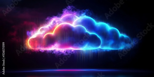 Neon Cloud Network Connection, Cloud Computing, Data Center, Network Security, Generative Ai