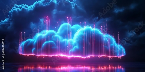 Neon Cloud Network Connection, Cloud Computing, Data Center, Network Security, Generative Ai
