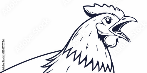 Vector Broiler Chicken Line Art, isolated white background