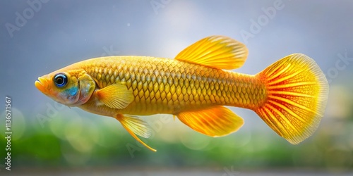 Minimalist Killifish Photography: Golden Wonder, Gardneri, Aquatic Life, Fish Tank, Simple Background photo
