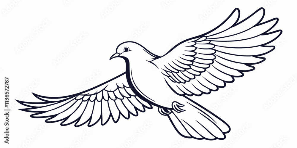 Obraz premium Vector Dove Line Art, isolated white background