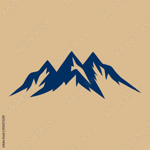 A stylized mountain with sharp and angular lines to create a dynamic silhouette of three peaks