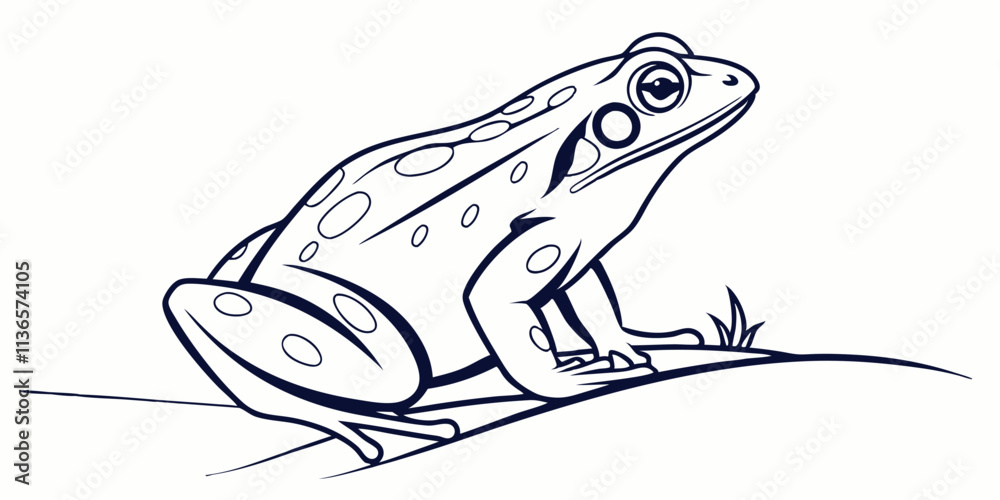 Naklejka premium Vector Frog Line Art, isolated white background