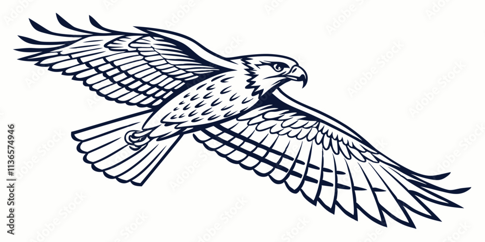 Obraz premium Vector Hawk Line Art, isolated white background