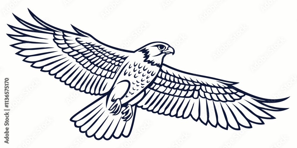 Obraz premium Vector Hawk Line Art, isolated white background
