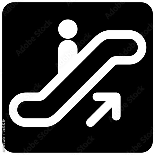 escalator up sign isolated on black background. vector ilustration. 