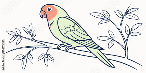 Vector Lovebird Line Art, isolated white background