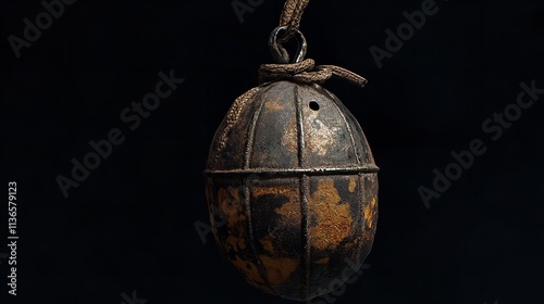 Old Fake Hand Grenade on Black Background

 photo