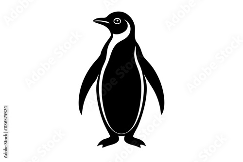 penguin	vector silhuette illustration  art vector on white background 