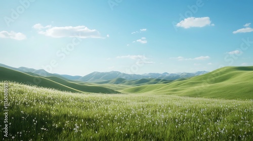 landscape with green grass and sky