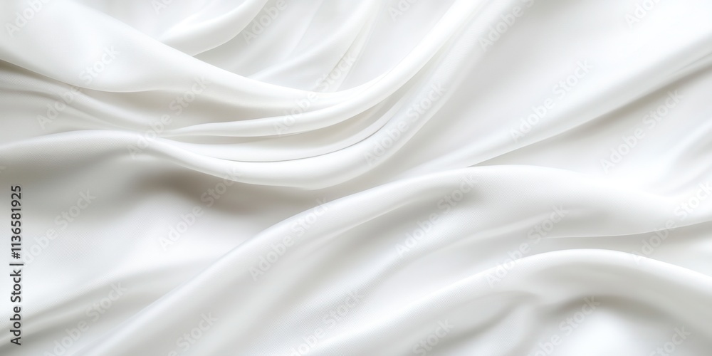 Fototapeta premium Flowing white fabric creates gentle waves that catch light, highlighting its delicate texture and evoking a tranquil atmosphere perfect for design. Generative AI
