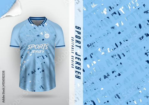 Jersey design, jersey football, soccer futsal, running badminton, tennis, exercise, rugby, grunge pattern, blue