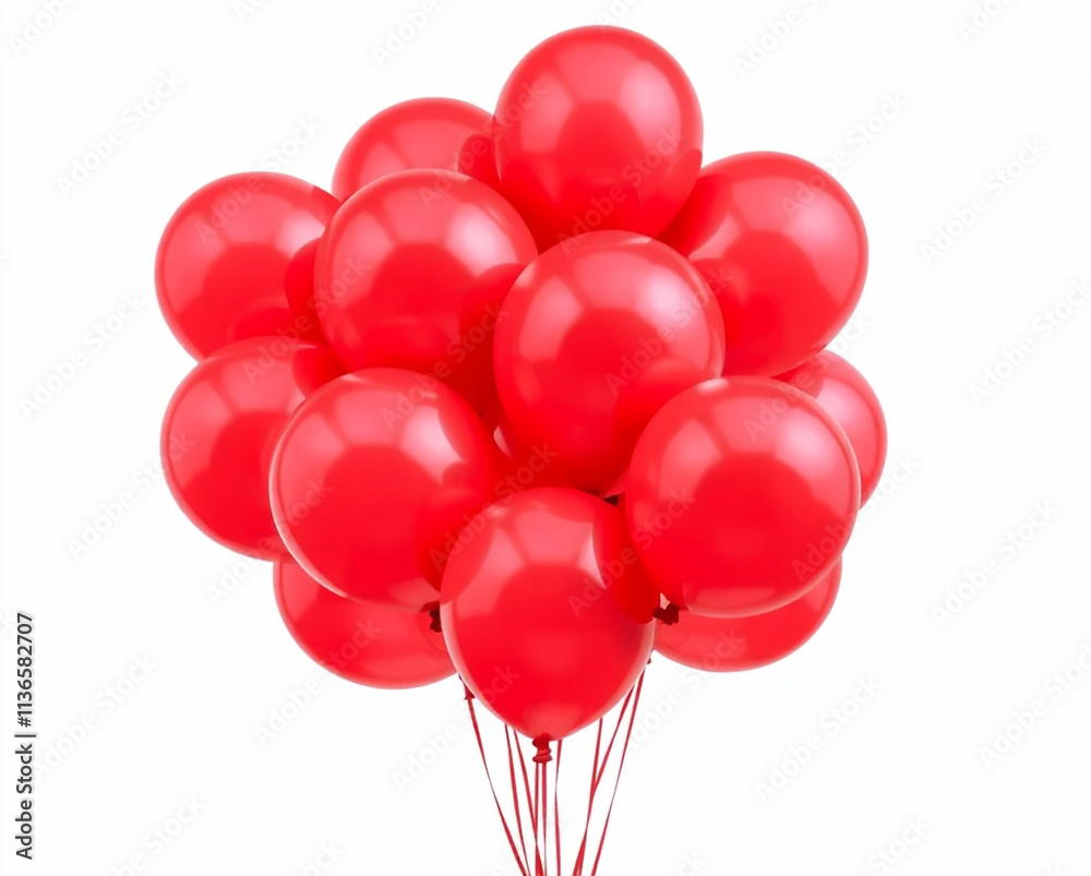 Red Balloons Isolated on White Background Cutout Red Balloons Isolated on White Background Cutout