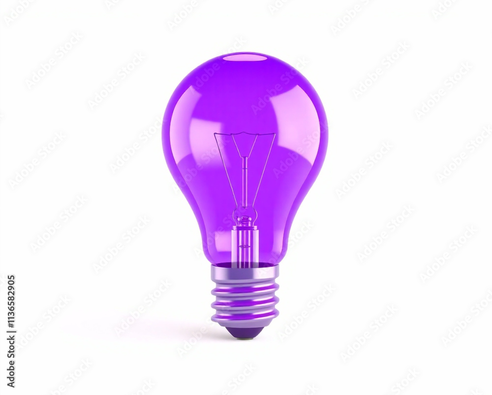 Purple Light Bulb with 3D Design Isolated on White Background Purple Light Bulb with 3D Design Isolated on White Background