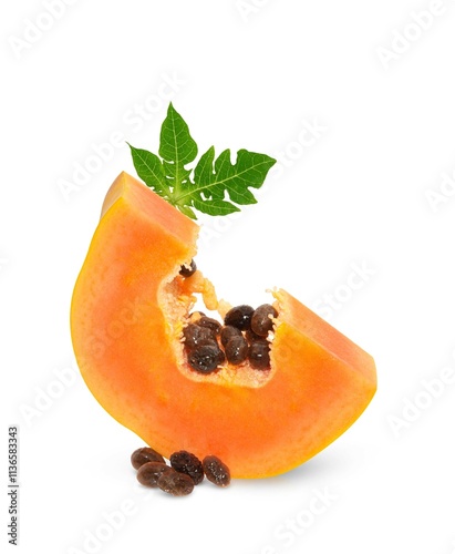 ripe papaya isolated on white background. full depth of field photo