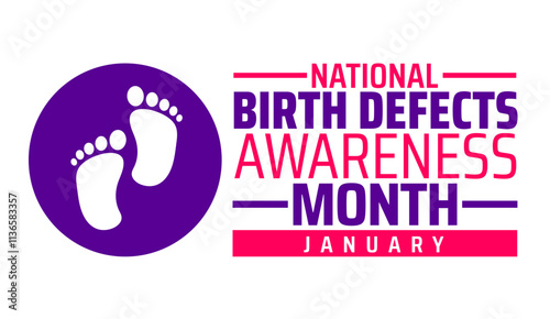 National Birth Defects Awareness Month background, banner or poster design template. observed every year in January. Holiday concept. Use to any Template, card, poster, placard, template.