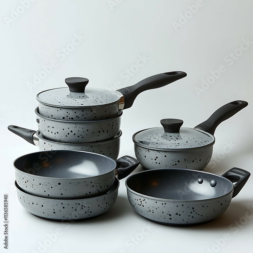 Black ceramic cooking pot isolated on white background photo