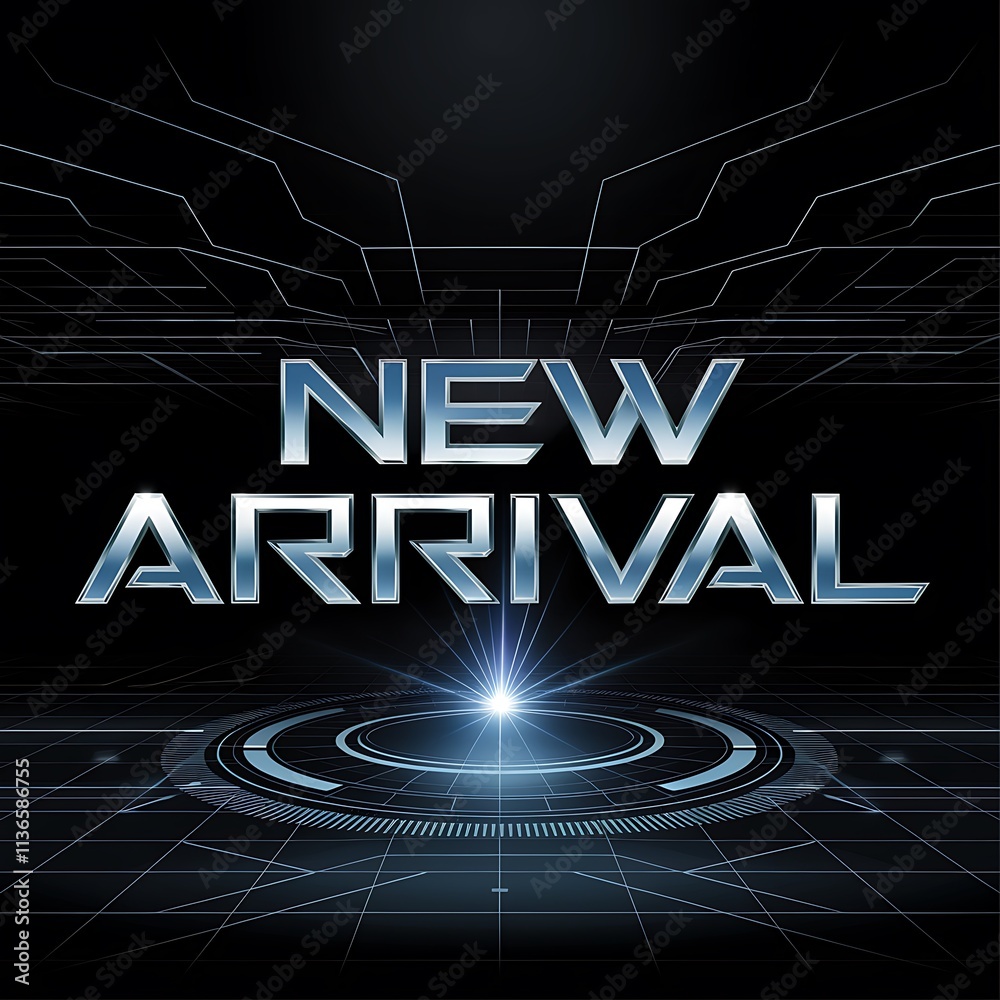 Naklejka premium Futuristic New Arrival Announcement Digital Display