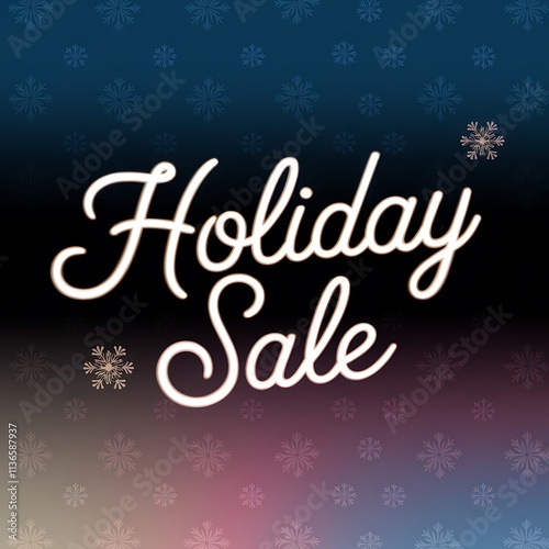 Holiday Sale Announcement with Snowflake Background