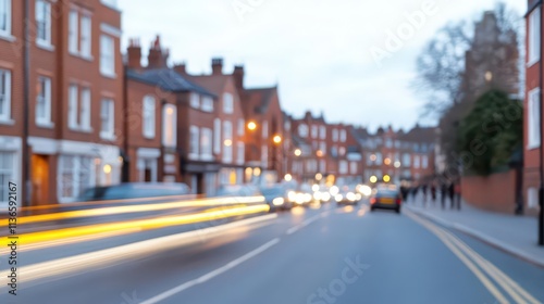 A long-exposure shot of a bustling street with light trails from vehicles, dynamic urban energy.