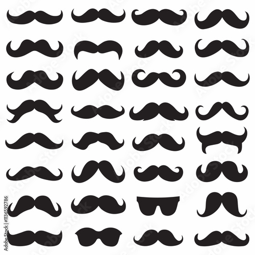 Mustaches icon, hipster sign, Father's Day symbol, barber logo, human whisker