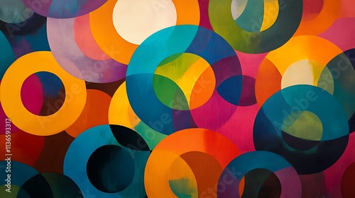 Abstract concentric circles in bold, vibrant colors photo