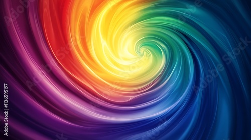 Abstract swirling rainbow hues with dynamic light reflections