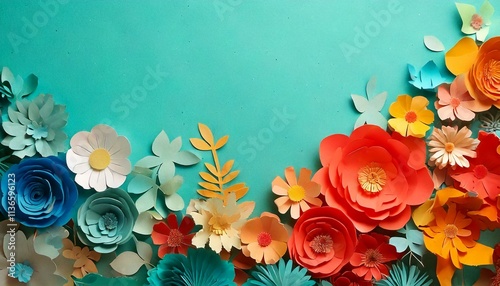 Border of Paper Flowers, background image