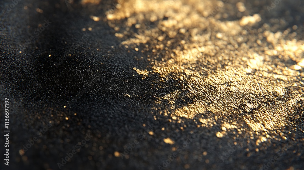 Shimmering gold reflections on a smooth black texture Shimmering gold reflections on a smooth black texture