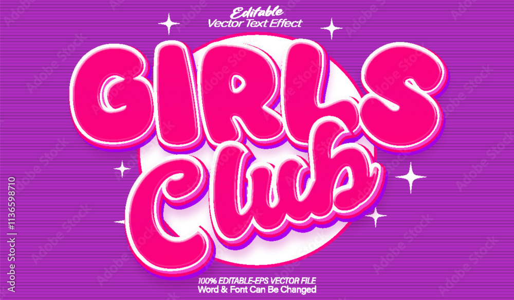 Girl's Club Vector Text Effect Editable Alphabet Purple Pink Woman Female Young Girl's Club Vector Text Effect Editable Alphabet Purple Pink Woman Female Young