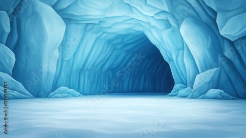 Wallpaper Mural A breathtaking view inside a glowing blue ice cave, with light streaming through cracks Torontodigital.ca