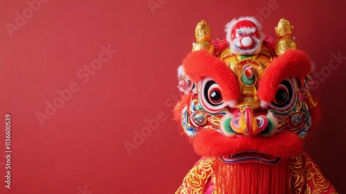 Chinese New Year dragon costume celebration festival, with copy space