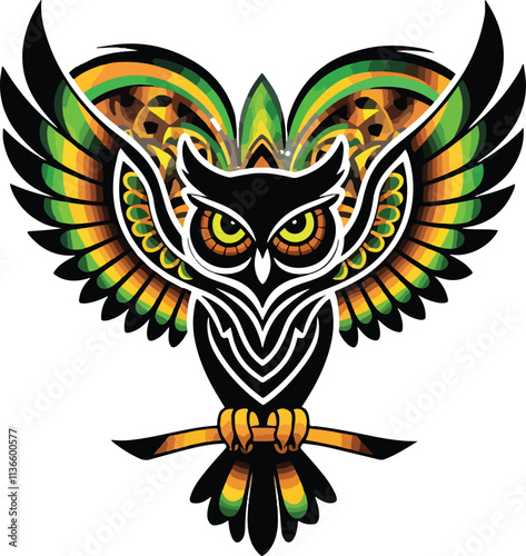 Jamaican Spirit Owl Black & White Tattoo Art Honoring Nature and Heritage