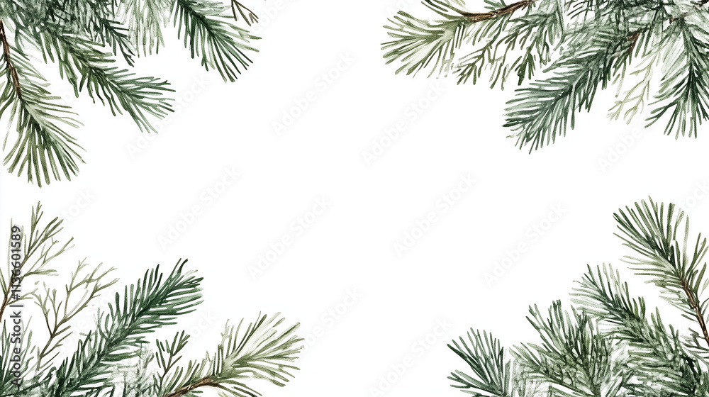 Fototapeta premium christmas tree branches frame
