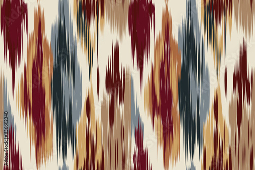 Seamless ikat patterns that combine tribal, indigenous and Aztec geometric embroidery. Perfect for graphic art, rug design, wallpaper, gift wrapping and clothing.