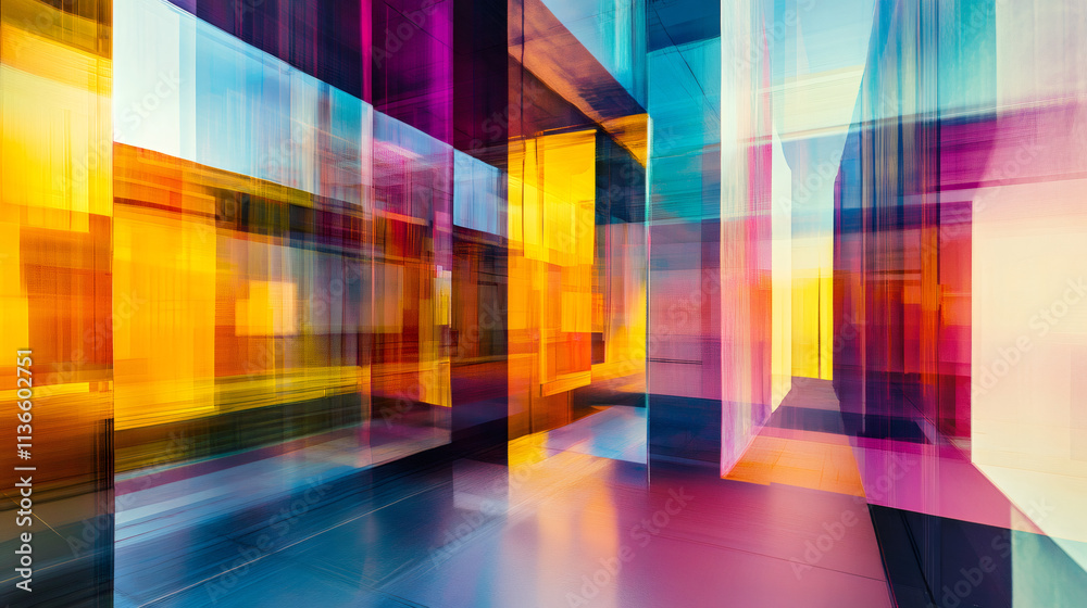 Fototapeta premium Energizing modern architectural design with vivid colors and dynamic blurred motion effect