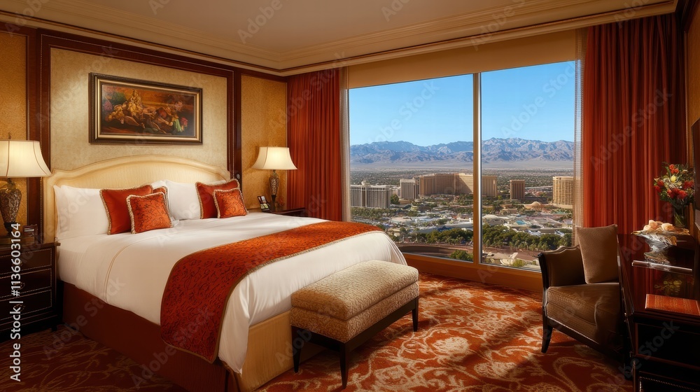 Fototapeta premium luxurious las vegas hotel suite with panoramic city view